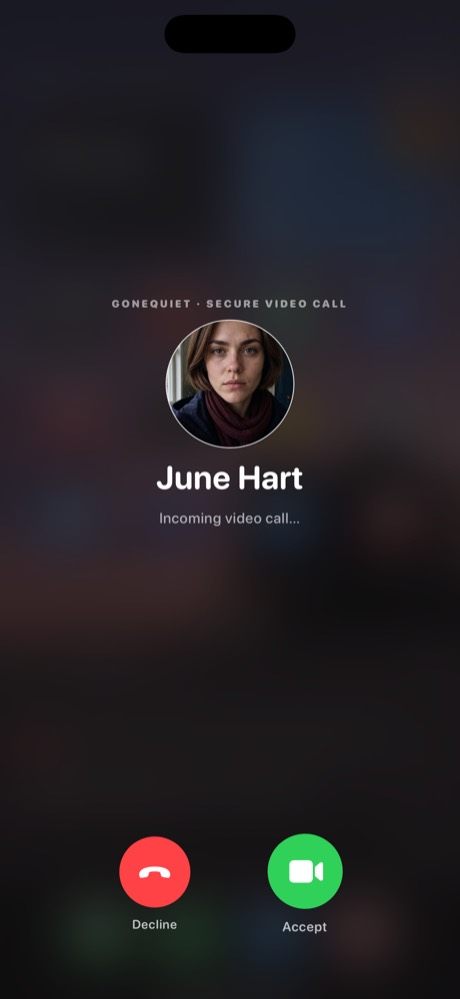 Incoming secure video call from June Hart