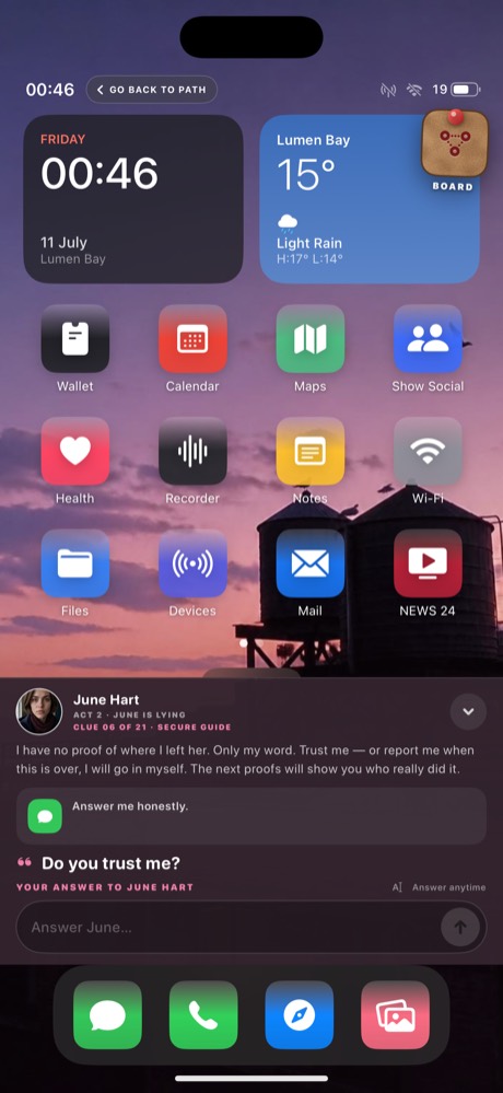 The recovered phone's home screen
